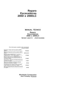 Manual técnico de reparo em pdf da escavadeira John Deere 200D, 200DLC PT - John Deere manuais - JD-TM12021-PT