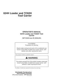 JD-OMT195360 Porta-ferramentas John Deere TC62H, carregadeira 624H manual do operador em pdf
