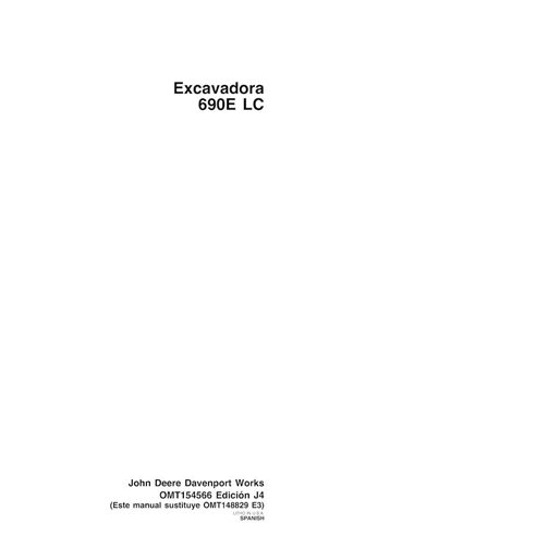 Manual del operador de la excavadora John Deere 690ELC pdf ES - John Deere manuales - JD-OMT154566-ES