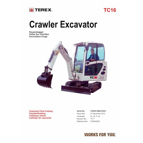 Catálogo de peças em pdf da miniescavadeira Terex TC16 - Terex manuais - TEREX-578400002-PC