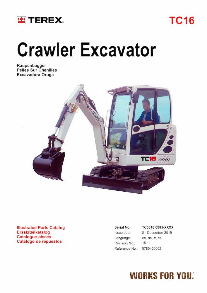 Terex TC16 mini excavator pdf parts catalog