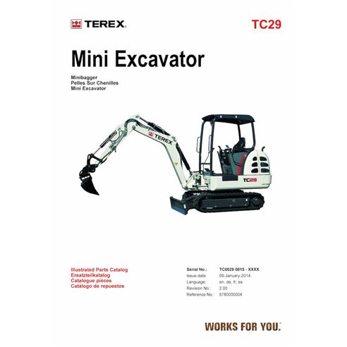 Catálogo de peças em pdf da miniescavadeira Terex TC29 - Terex manuais - TEREX-5780000004-PC