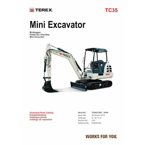 Terex TC35 mini excavator pdf parts catalog - Terex manuals - TEREX-5780400005-PC