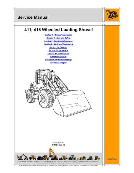 Manual de servicio del cargador de ruedas jcb 411, 416 - JCB manuales - JCB-9803-4150-16