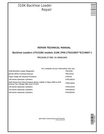 TM12436 John Deere 310K backhoe loader repair technical manual (TM12436)