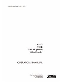 Manuel de l'opérateur pdf des chargeuses sur pneus Case 621G, 721G Tier 4B - Case manuels - CASE-51638078-OM-EN