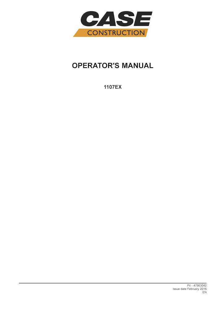 Case 1107EX soil compactor pdf operator's manual