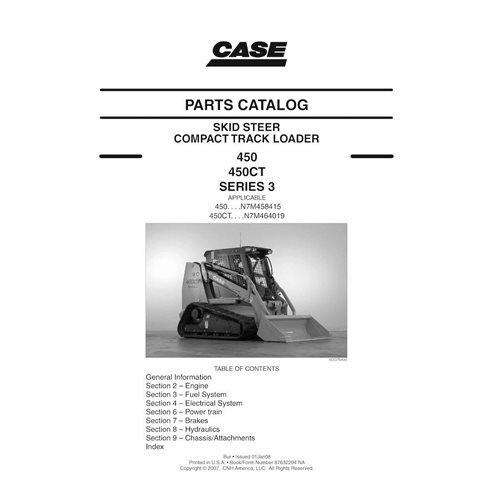 Catálogo de piezas en pdf del minicargador Case 450, 450CT Serie 3 - Case manuales - CASE-87632294-PC