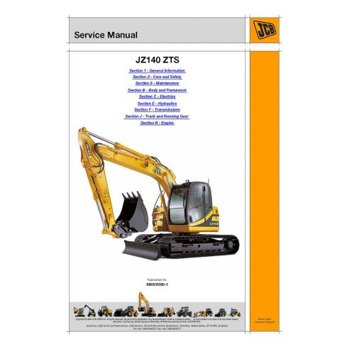 Manual de serviço da escavadeira Jcb JZ140 ZTS - JCB manuais