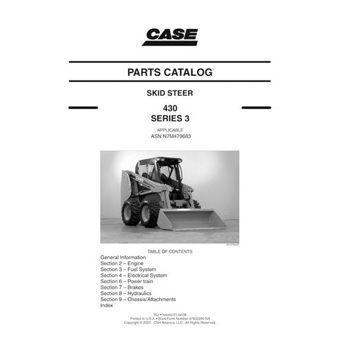 Catálogo de peças em pdf da minicarregadeira Case 430 Série 3 - Case manuais - CASE-87632290-PC