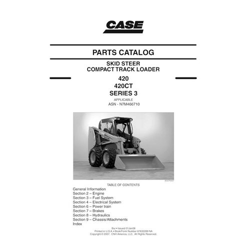 Case 420, 420CT Series 3 skid loader pdf parts catalog - Case manuals - CASE-87632289-PC