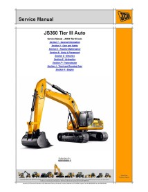 Manual de serviço da escavadeira automotiva Jcb JS360 Tier III - JCB manuais - JCB-9803-9880-3