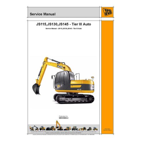 Jcb JS115, JS130, JS145 - Manual de servicio de la excavadora automática de nivel III - JCB manuales - JCB-9803-9860-4