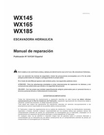 Case WX145, WX165, WX185 escavadeira de rodas manual de serviço em pdf ES - Case manuais - CASE-9-91241-SM-ES