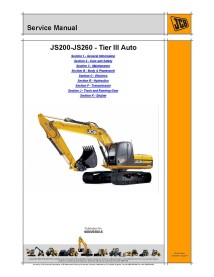 Jcb JS200 - JS260 Tier III Auto excavator service manual - JCB manuals - JCB-9803-6580-6