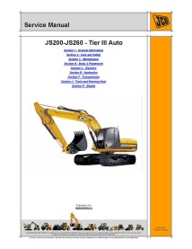 Jcb JS200 - JS260 Tier III Manual de servicio de la excavadora automática - JCB manuales - JCB-9803-6580-6