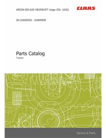 Claas Arion 650, 640, 630, 620 HEXASHIFT stage 3b A36 tractor pdf parts catalog  - Claas manuals - CLAAS-ARION-650-620-A36