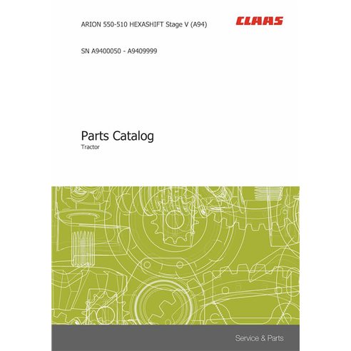 Catalogue de pièces pdf pour tracteur Claas Arion 550, 540, 530, 520, 510 HEXASHIFT Stage 5 A94 - Claas manuels - CLAAS-ARION...