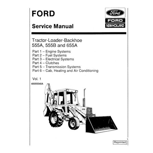 New Holland Ford 555A, 555B, 655A retroexcavadora manual de servicio en pdf - New Holland Construcción manuales - NH-40055540-EN