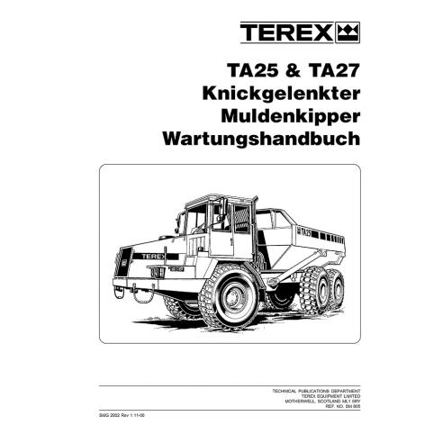 Manuel d'entretien des camions articulés Terex TA25, TA27 - Terex manuels - TEREX-SM2002-DE