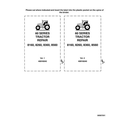 NH-40816040 Manuel de réparation pdf pour tracteur New Holland 8160, 8260, 8360, 8560.