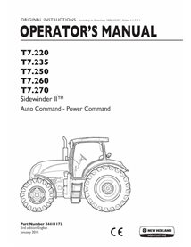 NH-84411172-OM Manuel de l'opérateur pdf pour tracteur New Holland T7.220, T7.235, T7.250, T7.260, T7.270