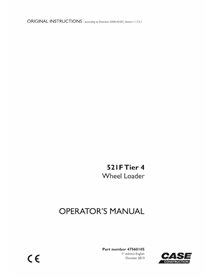 Manual do operador em pdf da carregadeira de rodas Case 521F Tier 4 - Case manuais - CASE-47560105-OM-EN