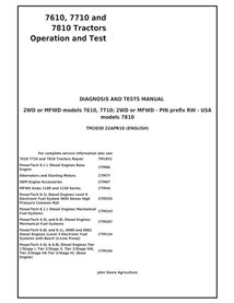 John Deere 7610, 7710, 7810 tracteur pdf manuel technique d'utilisation et d'essai - John Deere manuels - JD-TM2030-EN