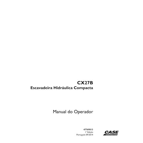 Case CX27B compact excavator pdf operator's manual PT - Case manuals - CASE-47769013-OM-PT