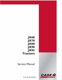 CASE-84176554B-SM Manuel d'entretien pdf pour tracteur Case JX60, JX70, JX80, JX90, JX95