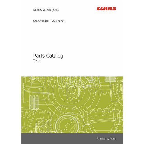Catalogue de pièces pdf pour tracteur Claas NEXOS VL 240-210 (A26) - Claas manuels - CLAAS-NEXOS-VL200-A26