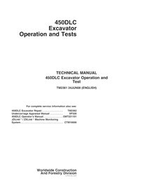 Manual técnico de operação e teste em pdf da escavadeira John Deere 450DLC - John Deere manuais - JD-TM2361-EN