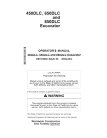 John Deere 450DLC excavator pdf operator's manual  - John Deere manuals - JD-OMT310998-EN