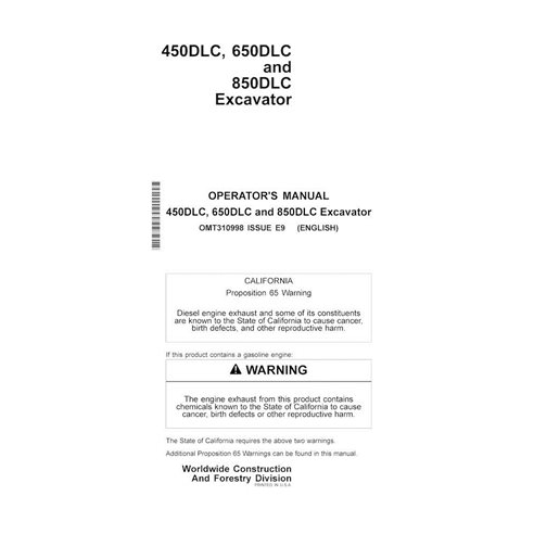 JD-OMT310998 John Deere 450DLC excavator operator's manual (OMT310998)