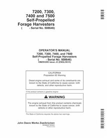 John Deere 7200, 7300, 7400, 7500, 7700, 7800 (J2) forage harvester pdf operator's manual  - John Deere manuals - JD-OMZ93285-EN