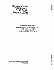 JD-OMZ93284-DE Manual del operador de la cosechadora de forraje John Deere 7200, 7300, 7400, 7500, 7700, 7800 (J2) DE (OMZ93284)