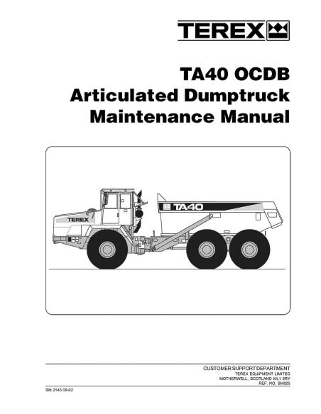 Manual de manutenção de caminhão articulado Terex TA40 OCDB - Terex manuais - TEREX-SM2145