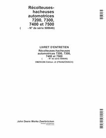 John Deere 7200, 7300, 7400, 7500, 7700, 7800 (J2) colhedora de forragem pdf manual do operador FR - John Deere manuais - JD-...