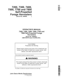 JD-OMZ103978 John Deere 7200, 7300, 7400, 7500, 7700, 7800 (I6) manual del operador de la cosechadora de forraje en pdf