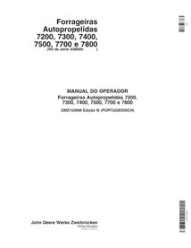 John Deere 7200, 7300, 7400, 7500, 7700, 7800 (I6) colhedora de forragem pdf manual do operador PT - John Deere manuais - JD-...