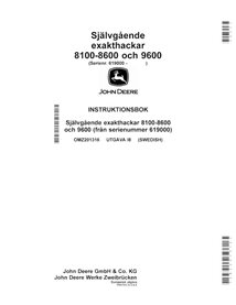 John Deere 8100, 8200, 8300, 8600, 8400, 8500, 9600 (I8) colhedora de forragem pdf manual do operador SV - John Deere manuais...