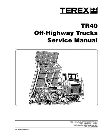 Manual de serviço do caminhão fora-de-estrada Terex TR40 - Terex manuais - TEREX-SM1663