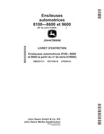 John Deere 8100, 8200, 8300, 8600, 8400, 8500, 9600 (I8) colhedora de forragem pdf manual do operador FR - John Deere manuais...