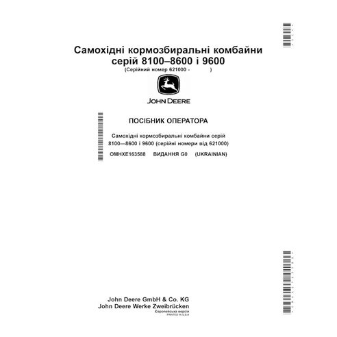 John Deere 8100, 8200, 8300, 8600, 8400, 8500, 9600 (G0) colhedora de forragem pdf manual do operador UA - John Deere manuais...