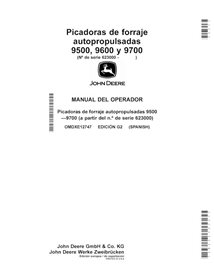 Colhedora de forragem John Deere 9500, 9600, 9700 (G2) pdf manual do operador ES - John Deere manuais - JD-OMDXE12747-ES