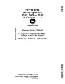 Colhedora de forragem John Deere 9500, 9600, 9700 (G2) pdf manual do operador PT - John Deere manuais - JD-OMDXE12754-PT