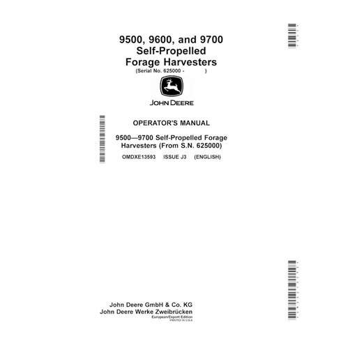 JD-OMDXE13593 John Deere 9500, 9600, 9700 (J3) forage harvester pdf operator's manual