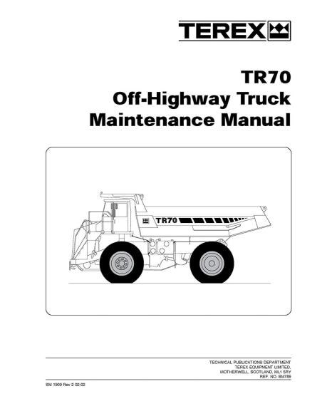 Manual de mantenimiento de la carretilla todoterreno Terex TR70 - Terex manuales - TEREX-SM1909