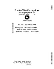 JD-OMDXE12654-PT Manual do operador da colhedora de forragem John Deere 8100, 8200, 8300, 8400, 8500, 8600 (F2) PT (OMDXE12654)