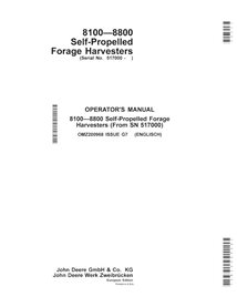 JD-OMZ200968 John Deere 8100, 8200, 8300, 8400, 8500, 8600, 8700, 8800 (G7) forage harvester operator's manual (OMZ200968)